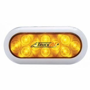 10 LED 6" Oval Flange Mount Turn Signal Light With Bezel - Amber LED/Amber Lens - United Pacific 38901B