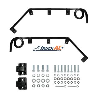 Black Angled Mud Flap Hangers With Mounting Hardware- 1 Coil (Pair) - United Pacific 67037