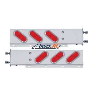 3-3/4" Bolt Pattern Stainless Spring Loaded Light Bar With 6X Oval Lights & Visors (Pair) - United Pacific 22353