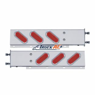 3-3/4" Bolt Pattern Stainless Spring Loaded Light Bar With 6 Oval 12 LED Lights (Pair) - United Pacific 61302