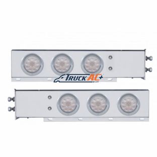 2" Bolt Pattern SS Spring Loaded Bar With 6X 4" 10 LED Lights & Visors -Red LED/Clear Lens (Pair) - United Pacific 61733