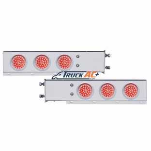 3-3/4" Bolt Pattern SS Spring Loaded Bar With 6X 36 LED 4" Lights & Visors -Red LED & Lens (Pair) - United Pacific 61800