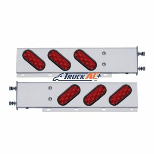 3-3/4" Bolt Pattern SS Spring Loaded Bar With 6 Oval 10 LED Lights -Red LED & Lens (Pair) - United Pacific 63300