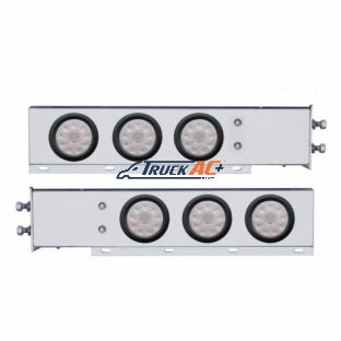 2-1/2" Bolt Pattern Chrome Spring Loaded Bar W/6X 4" 10 LED Lights -Red LED/Clear Lens (Pair) - United Pacific 63646