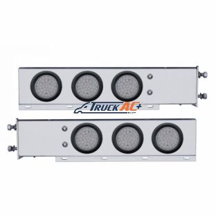 3-3/4" Bolt Pattern Deluxe SS Spring Loaded Bar W/6X 36 LED 4" Light -Red LED/Clear Lens (Pair) - United Pacific 63678