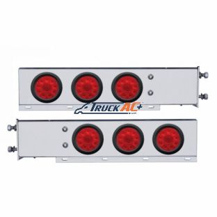 2-1/2" Bolt Pattern SS Spring Loaded Bar With 6X 4" 10 LED Lights -Red LED & Lens (Pair) - United Pacific 63728