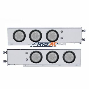 3-3/4" Bolt Pattern Chrome Spring Loaded Bar W/6X 4" 7 Red LED Lights - Clear Lens (Pair) - United Pacific 63747