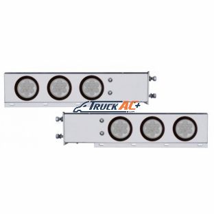 3-3/4" Bolt Pattern Deluxe SS Spring Loaded Bar W/6X 7 Red LED 4" Reflector Light -Clear Lens (Pair) - United Pacific 63749