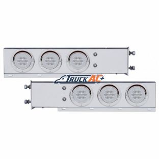 3-3/4" Bolt Pattern SS Spring Loaded Bar With 6X 21 LED 4" GloLight & Visors -Red LED/Clear Lens (Pair) - United Pacific 63761