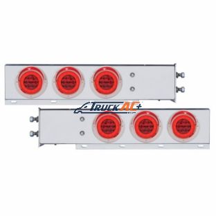 2-1/2" Bolt Pattern SS Spring Loaded Bar With 6X 21 LED 4" GloLight & Visors -Red LED & Lens (Pair) - United Pacific 63764