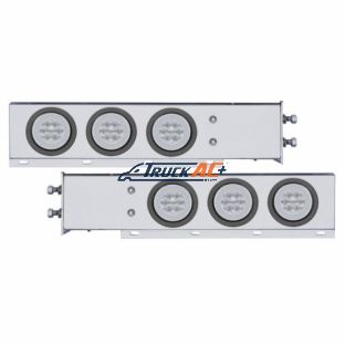 2-1/2" Bolt Pattern SS Spring Loaded Bar With 6X 21 LED 4" GloLight -Red LED/Clear Lens (Pair) - United Pacific 63767