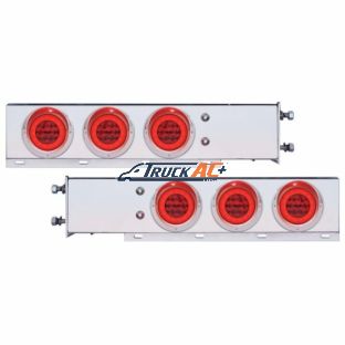 3-3/4" Bolt Pattern CR Spring Loaded Rear Bar W/6X 21 Red LED 4" GloLight & Visors - Red Lens (Pair) - United Pacific 63772