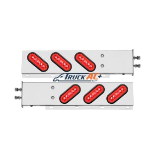 2-1/2" Bolt Pattern SS Spring Loaded Bar With 6X 22 Red LED 6" Oval GloLight & Grommet -Red Lens (Pair) - United Pacific 63790