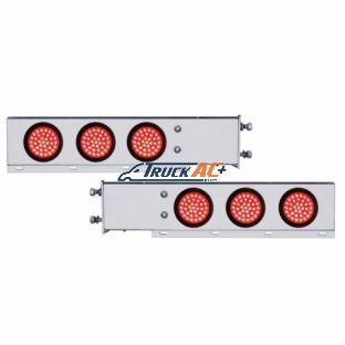 3-3/4" Bolt Pattern SS Spring Loaded Bar With 6X 36 LED 4" Lights -Red LED & Lens (Pair) - United Pacific 63800
