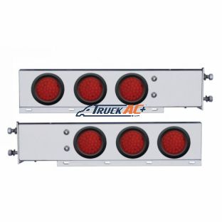 2-1/2" Bolt Pattern SS Spring Loaded Bar With 6X 36 LED 4" Lights -Red LED & Lens (Pair) - United Pacific 63802