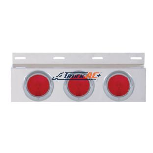 Stainless Top Mud Flap Plate With Three 4" Lights & Visor - Red Lens (Each) - United Pacific 10644