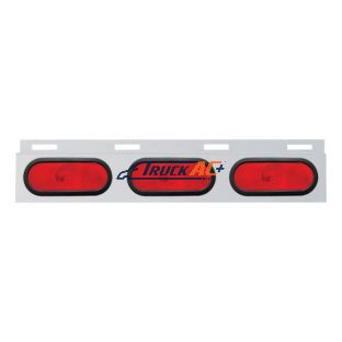 Stainless Top Mud Flap Plate With 3 Oval Lights & Grommet - Red Lens (Each) - United Pacific 10659