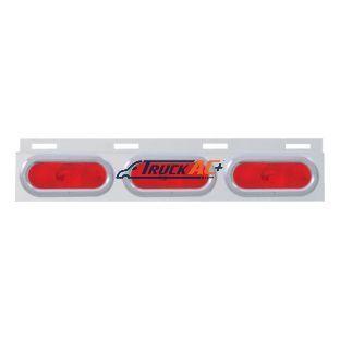 Stainless Top Mud Flap Plate With 3 Oval Lights & Bezel - Red Lens (Each) - United Pacific 10709