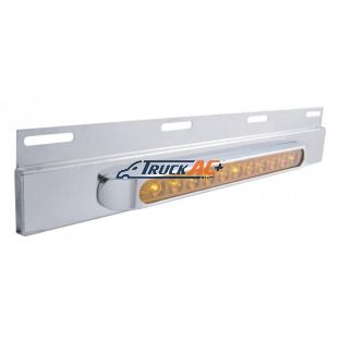 Stainless Top Mud Flap Plate With 11 LED 17" Light Bar & Bezel - Amber LED/Amber Lens (Each) - United Pacific 21425
