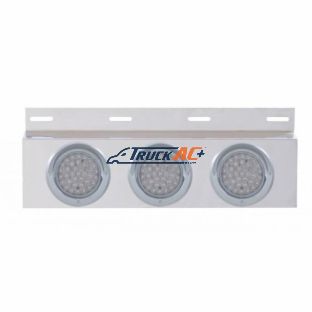 Stainless Top Mud Flap Plate With 3X 36 LED 4" Lights & Visors - Red LED/Clear Lens (Each) - United Pacific 61703
