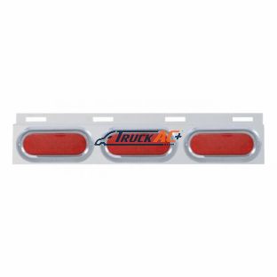 Stainless Top Mud Flap Plate With 3X 19 LED 6" Oval Lights & Visors - Red LED/Red Lens (Each) - United Pacific 61710