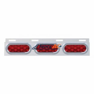 Stainless Top Mud Flap Plate With Three 10 LED Lights & Visor - Red LED/Red Lens (Each) - United Pacific 61714