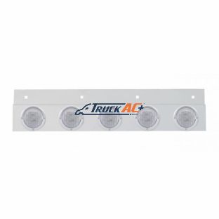Stainless Top Mud Flap Plate With 5X 9 LED 2" Lights & Visors - Red LED/Clear Lens (Each) - United Pacific 61717