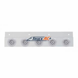 Stainless Top Mud Flap Plate With 5X 9 LED 2" Reflector Lights & Visors - Red LED/Clear Lens (Each) - United Pacific 61719