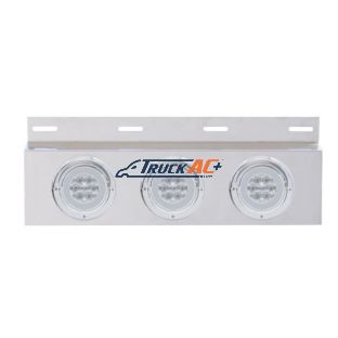 Stainless Top Mud Flap Plate With 3X 21 LED 4" GloLight & Visors - Red LED/Clear Lens (Each) - United Pacific 61761