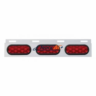 Stainless Top Mud Flap Plate With Three 10 LED Lights & Grommet - Red LED/Red Lens (Each) - United Pacific 63714