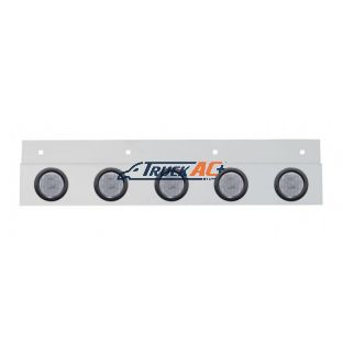Stainless Top Mud Flap Plate With 5X 9 LED 2" Lights & Grommets - Red LED/Clear Lens (Each) - United Pacific 63717