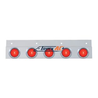 Stainless Top Mud Flap Bracket With 5X 6 LED 2" GloLight & Visors - Red LED/Red Lens (Each) - United Pacific 63796