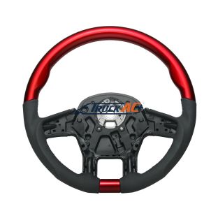 18" YourGrip Leather & Wood Candy Color Steering Wheel For 2012-2021 PB 579&2013-2021 KW T680-Candy Red - United Pacific 88350