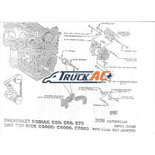 Kodiak C50, 60, 70, Top Kick C5000, 6000, 7000 with 3126 Cat Engine - Mount & Drive A/C Compressor Bracket Kit