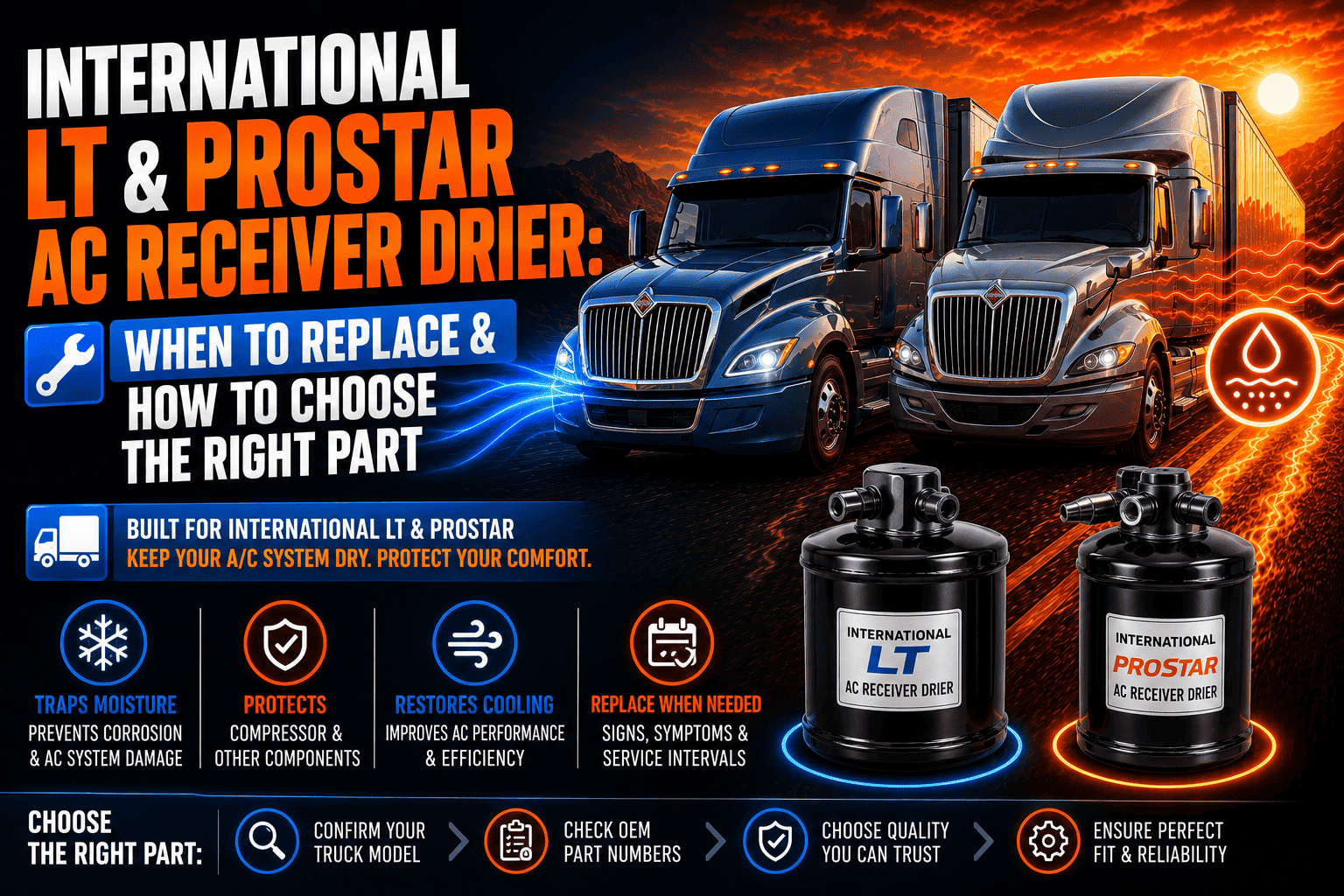 International LT & ProStar AC Receiver Drier